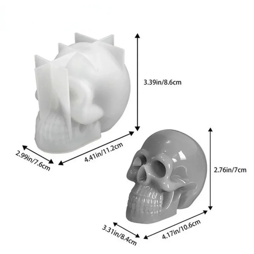 New 1 Pcs DIY Silicone Resin Casting Mold 3D Skull Head Halloween Epoxy Craft Mould Tool Silicone Molds For Resin Home Supplies