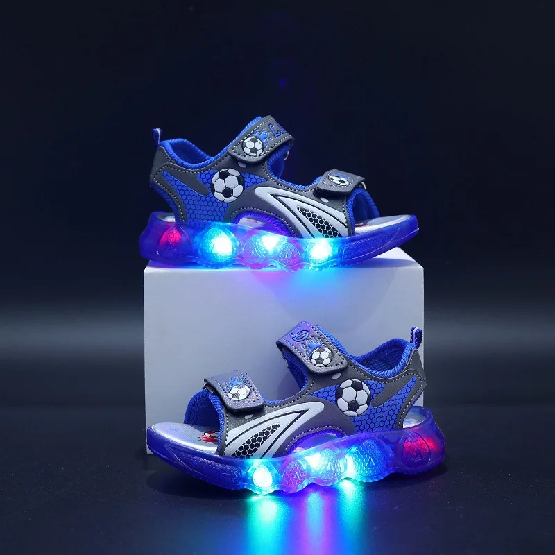 Children's Shining Light Soft Bottom Sandals Kids LED Light Shoes Little Boys Sandals With Lights Kids Glowing Beach Shoes