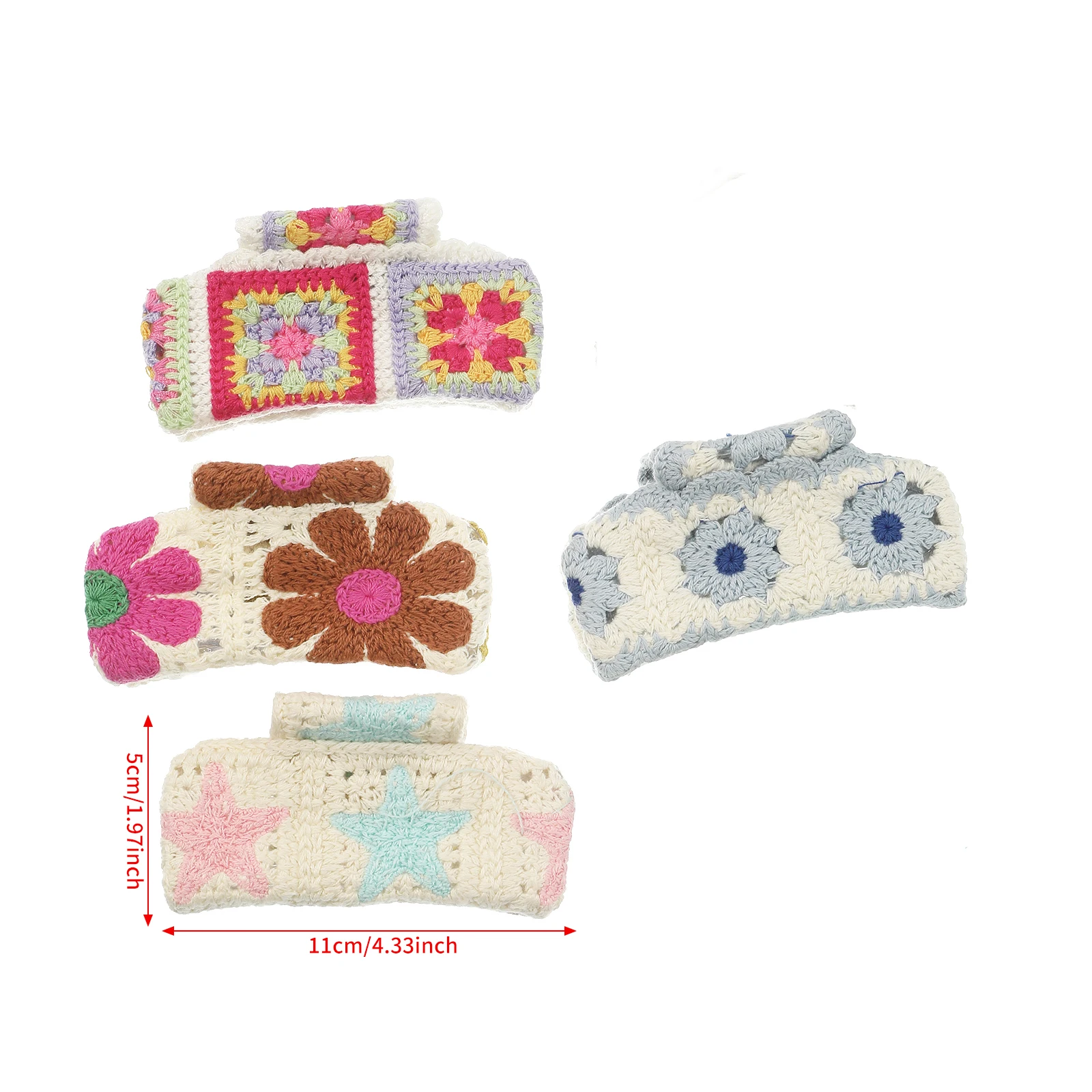 1Pc Women Fashion Hair Claw Back Head Shark Clip Ladies Elegant Ponytail Hairpin Headwear Random Color Position of Print Pattern