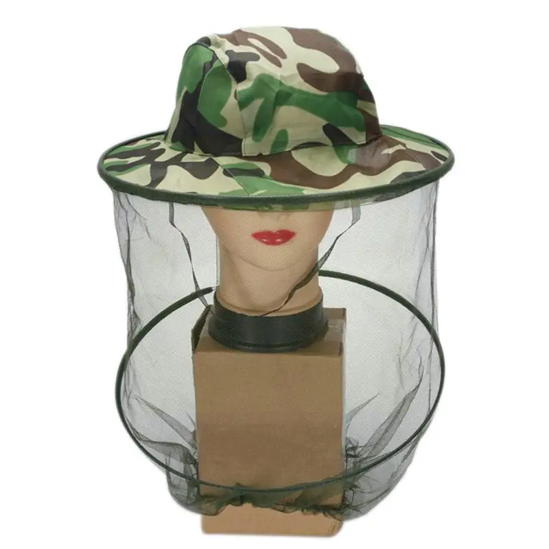 Camo Beekeeping Hat Head Face Protection Veil Mask Head Anti-mosquito Hat Prevention Fishing Insect Safety Net