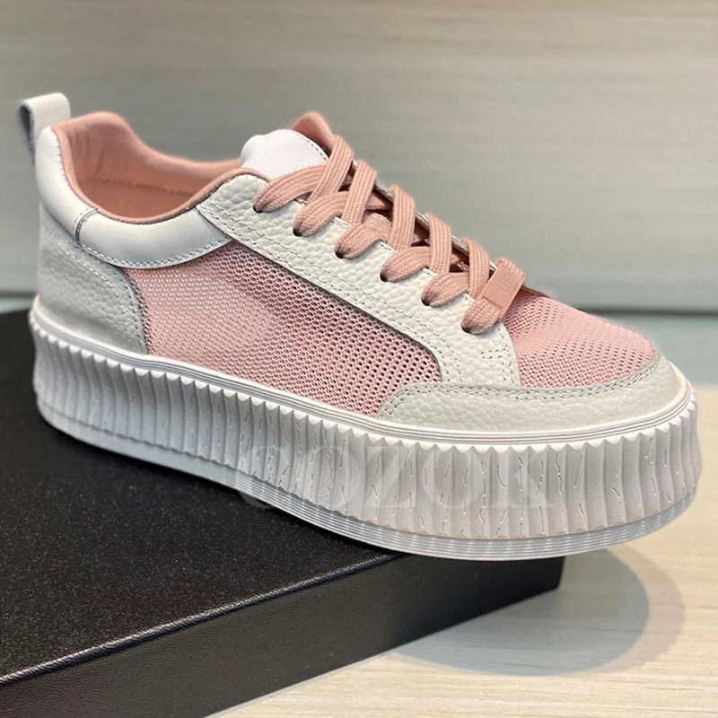 

Summer Women Sneakers New Net Mesh Upper Design Versatiles Loafers Breathable Comfortables Thick Bottom Ladies Casual Shoes