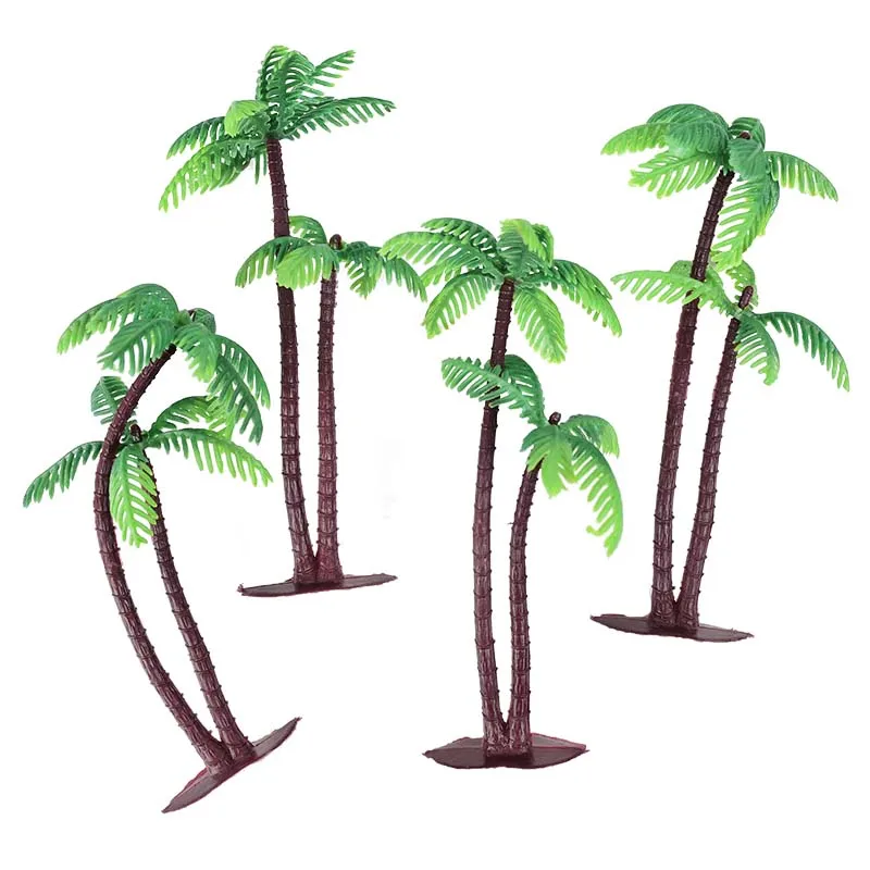 5/10 Stück Kunststoff Grüne Palme Kokosnüsse Cupcake Topper Miniatur Palme Figuren Geburtstag Party Kuchen Topper Dekor – Detail 10