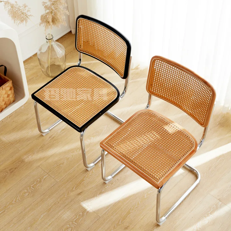Mid-Ancient Rattan Dining Chair Nordic Retro Domestic Armchair Coffee Chair