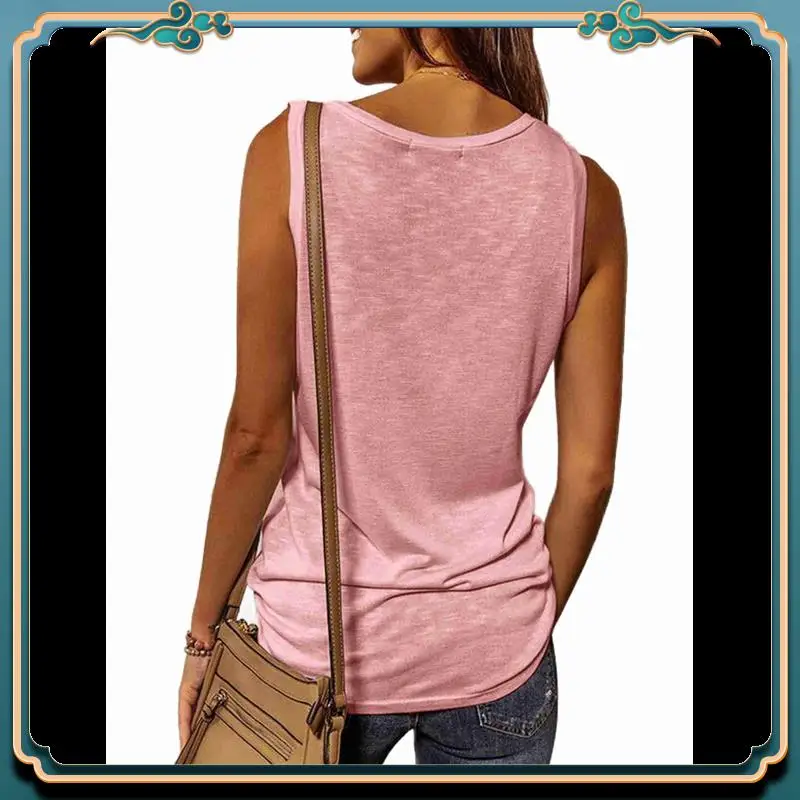 ABMV-Tank Tops For Women Summer Trendy V Neck Tops Shiny Trim Loose Fit ...