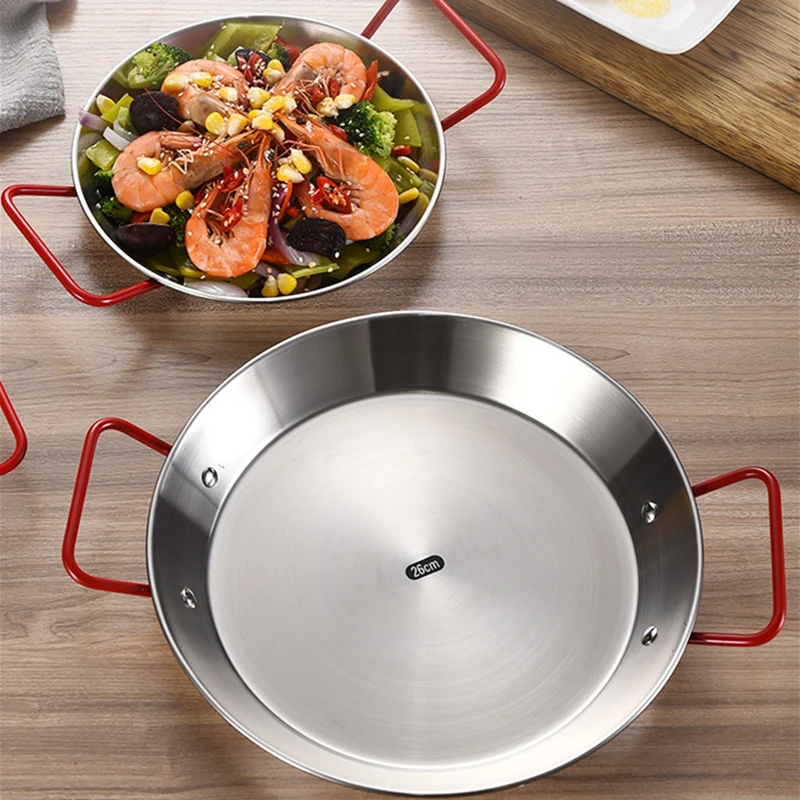 16 inch Carbon Steel Paella Pan with Red Handles from Spain (40 cm)