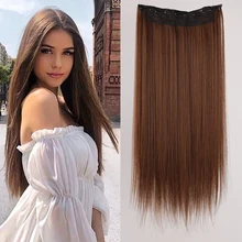 

MANWEI Synthetic Hair trendy Long Straight and Wavy Hair Hairpiece 5 Clip In One Piece Hair Hairpiece For Women