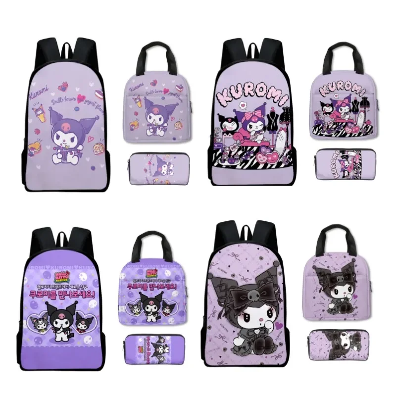 Kuromi Backpack with Lunch Box and with Pencil Box