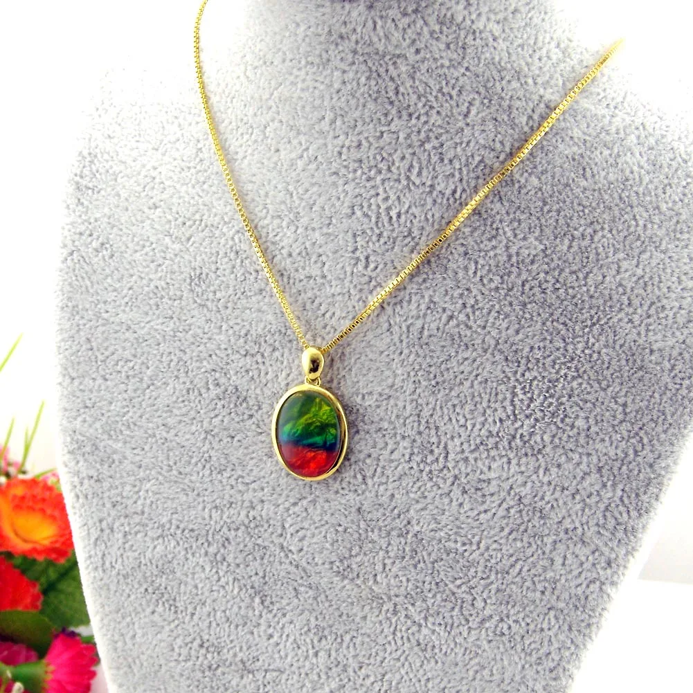 Серебряная подвеска, ожерелье из зеленого аммолита (art.: 3920be3bdccdf) - 3920be3bdccdf