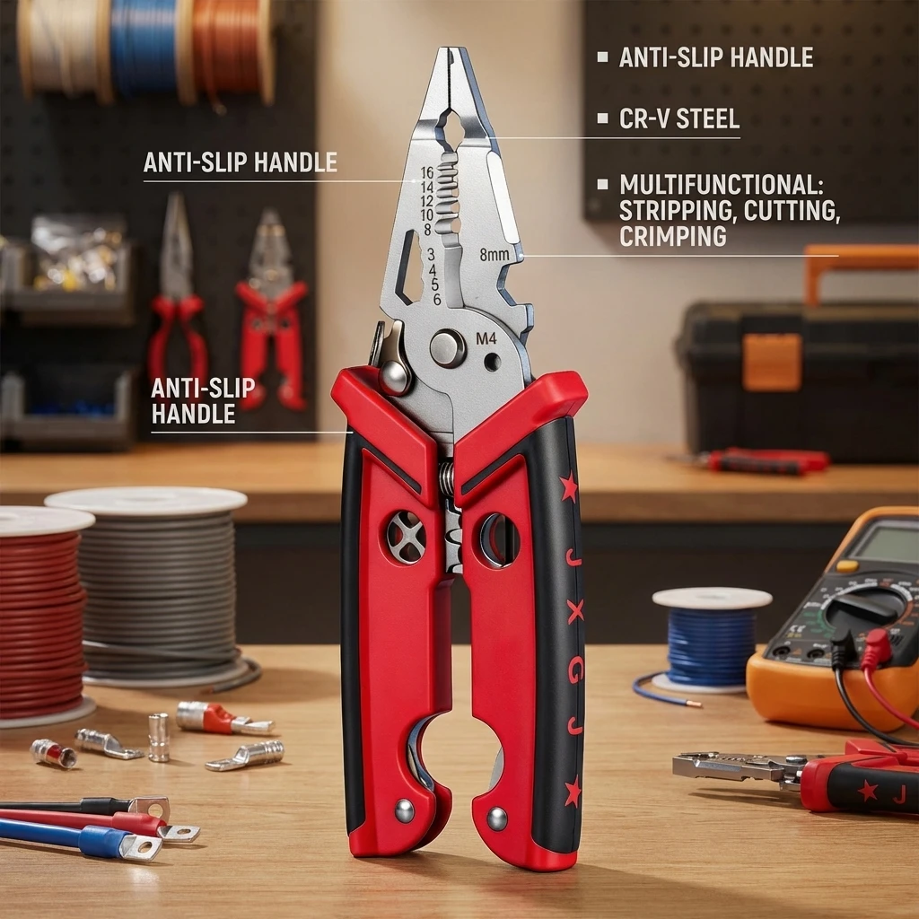 18-in-1 전기기사용 크림퍼 플라이어 다용도 와이어 스트리퍼 전문가용 이중날 수공구 (배선용)