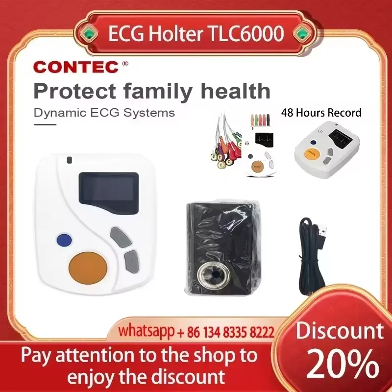 CONTEC Dynamic 12 Leads ECG Holter Systems Recorder,2GB Card,​Analyzer Software(Download Online) TLC6000