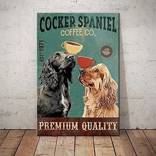 

Cocker Spaniel Dog Metal Tin Sign Coffee Co. Premium Quality Printing Poster Bathroom Home Art Wall Decoration Plaque posters