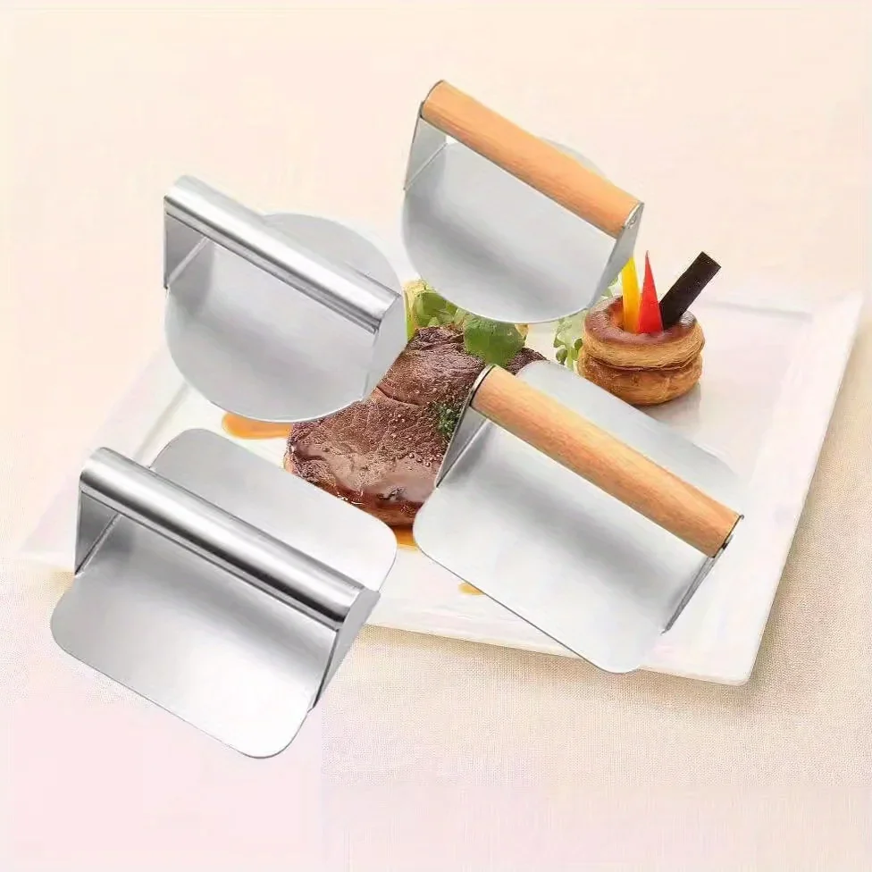 430 Stainless Steel Kitchen Tool Burger Meat Press Round Square Burger Kitchen Tool Meat Press Non stick