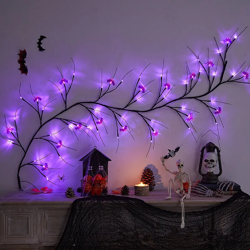 

Halloween Decoration Willow Vine String Lights LED Pumpkin Bat Branch Garland for Halloween Indoor Outdoor Halloween Party Decor