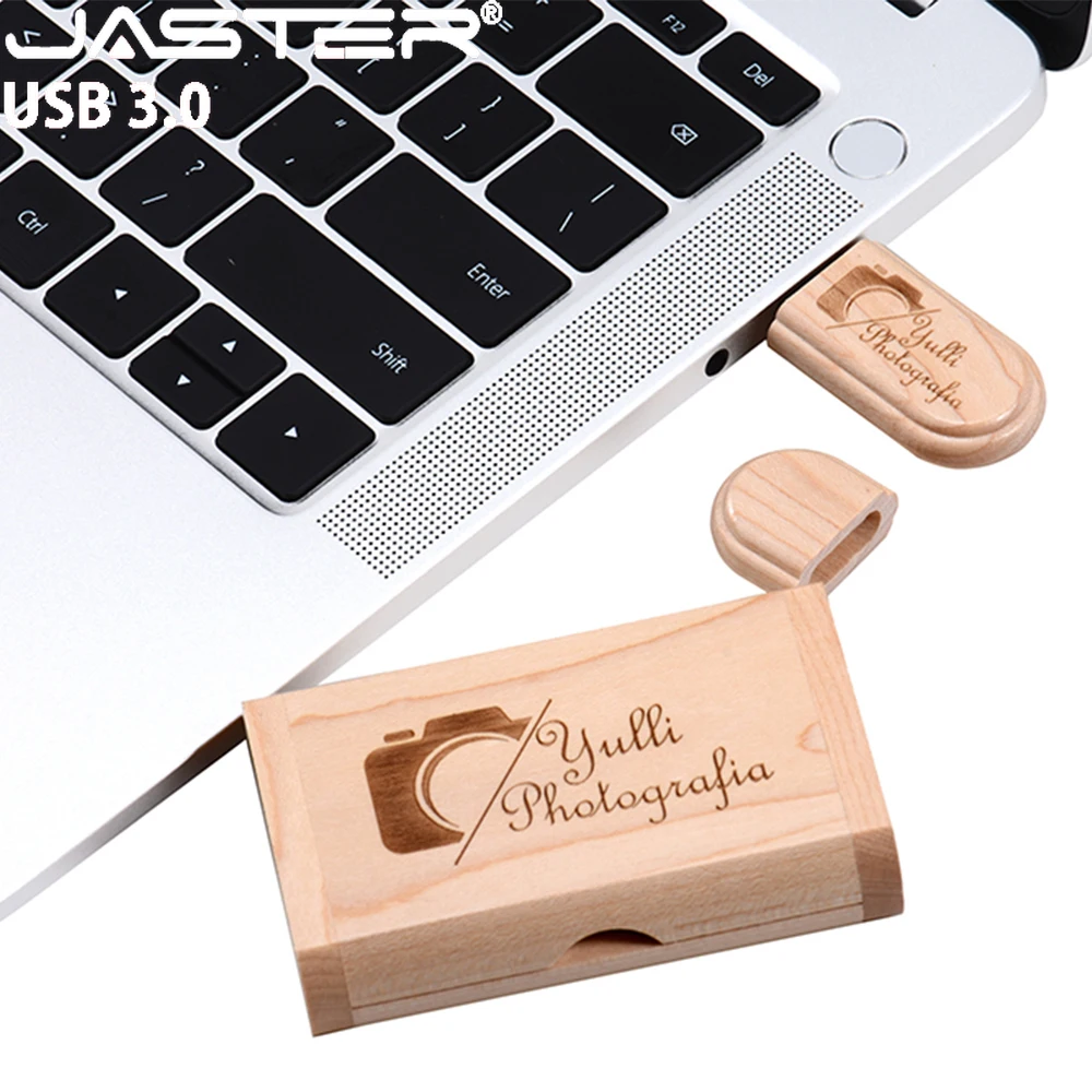 Pen Drive de Madeira de Alta Velocidade com Caixa Usb 3.0 Flash Drives Presente Criativo Disco u para Laptop Memory Stick 128gb 64gb 32gb 20 Pcs Lot - Imagem 4