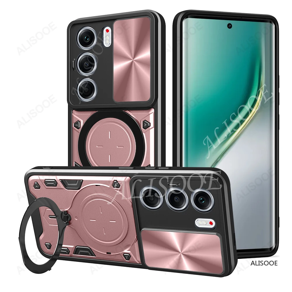 Magnetic Ring Stand Holder Phone Cover with Slide Camera Protection