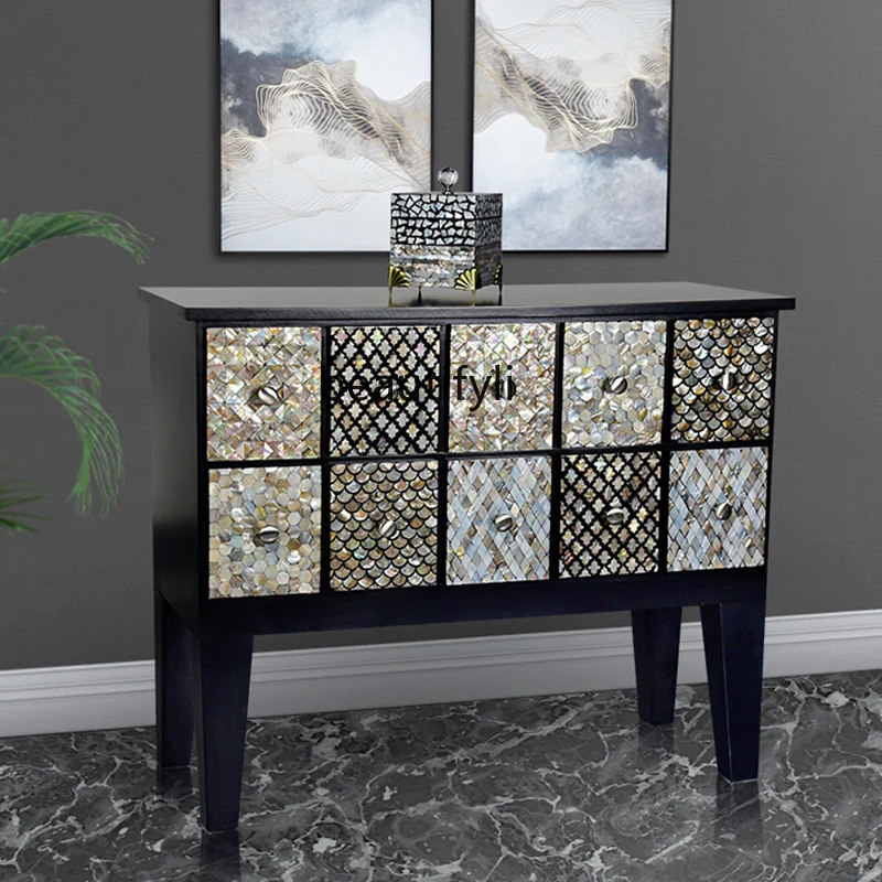 

GY Shell Entrance Cabinet Nordic Entry Lux Style Home Cabinet Modern Minimalist American Drawer Storage Sideboard Cabinet