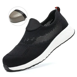 Breathable Lightweight Steel Toe Non - Slip Safety Sneakers - 45 (682 - black)