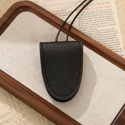 Durable Leather Hanging Neck Eyeglasses Pouch - Portable and Stylish Storage Solution (Black)