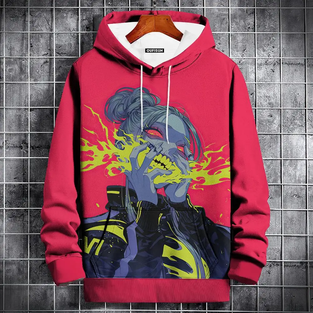 Anime Graphic Hoodie for Men – Oversized Hip-Hop Streetwear Pullover