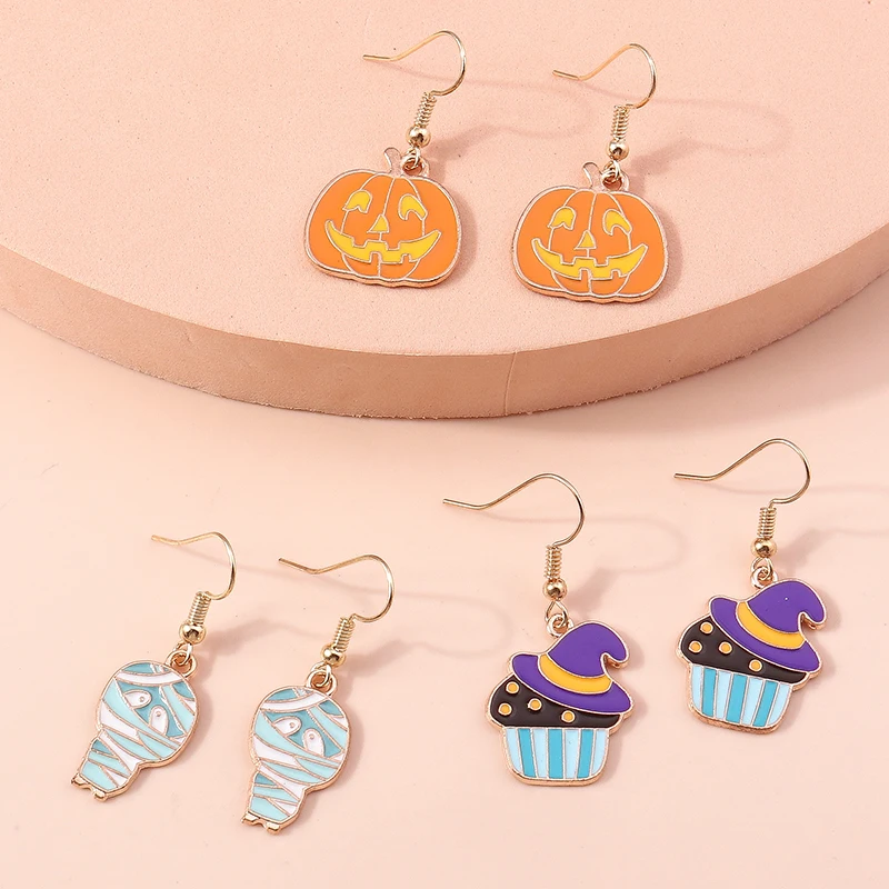 Cartoon Halloween Tropfen Ohrringe für Frauen Emaille Fledermaus Kürbis Geist baumeln Haken Ohrringe Mädchen Party Urlaub Schmuck Geschenke – Detail 7