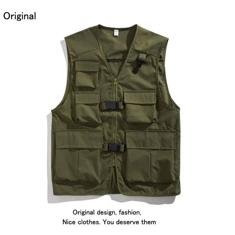 2024 New arrive Men's Casual Multi Pocket Sleeveless Vest Hiking Waterproof Jacket Outdoor Camping Fishing Vest 3