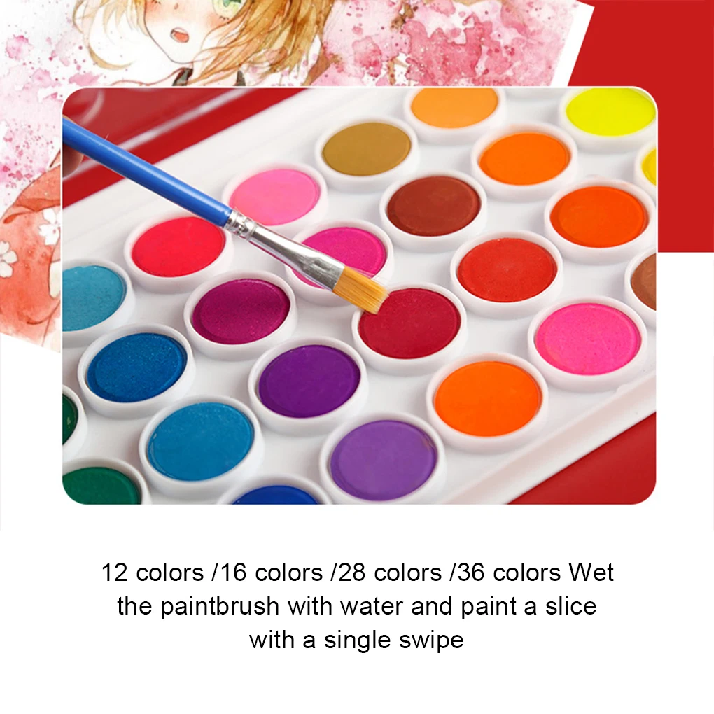 12/16/28/36 Colors Watercolor Paint Set for Kids Pigment Painting Set With Brush Art Supplies Watercolors Paint