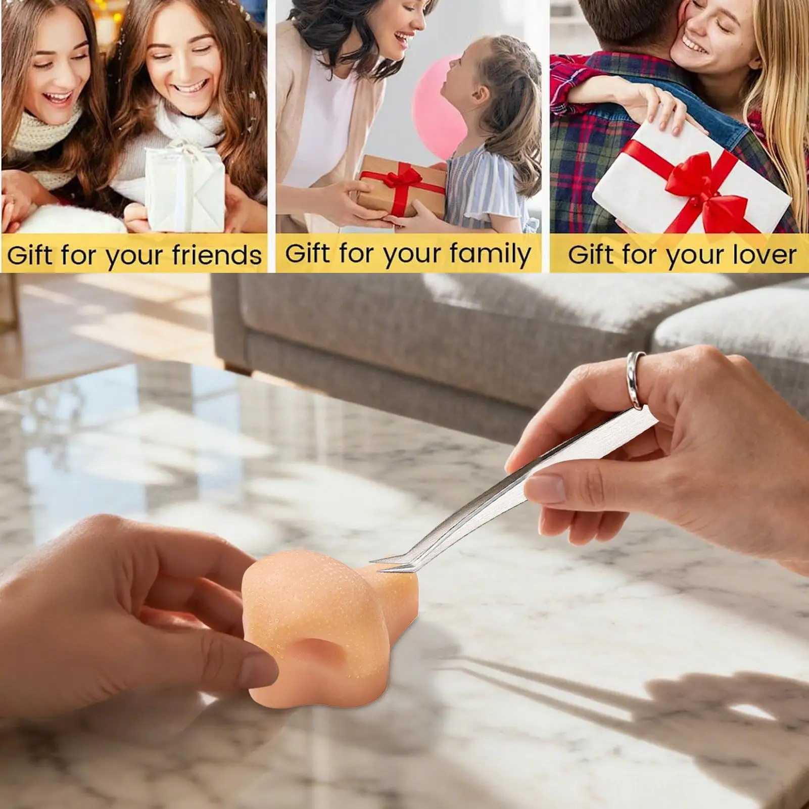 1pcs Pimple Popping Fidget Toy Silicone Satisfying Pimple Pop Toy Reusable Stress Reliever Nose Game for Kids Boy Girls Adults