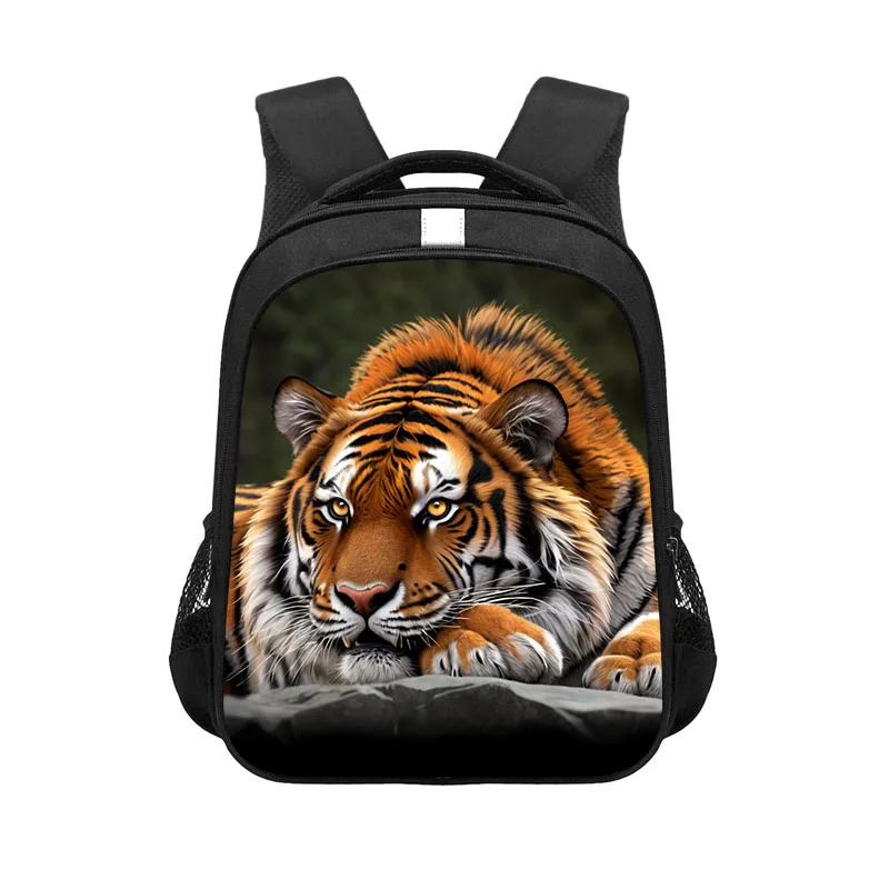 Colorful Tiger Print Backpacks Howling Wolf Under The Moonlight Rucksack Women Men Outdoor Daypack Teenager School Bags Gift