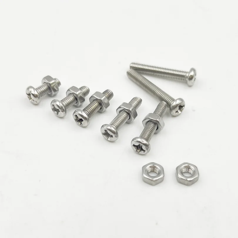 M1 M1.2 M1.6 M2 M2.5 M3 A2 Stainless steel Cross Round Head Screw Nut Set Round Pan Head Screw Bolt Phillips Small Machine Screw - Image 5