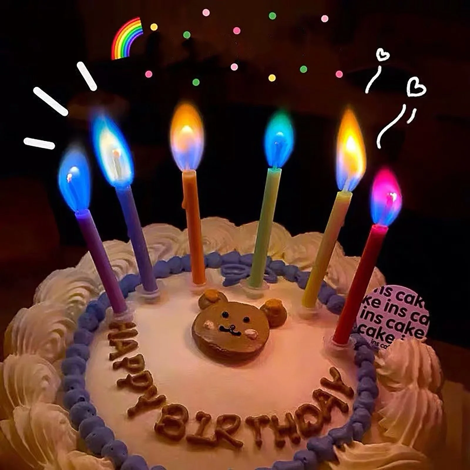 Flame Candles Multicolour 6/12pcs/pack Wedding Party Birthday Cake Decoration Children