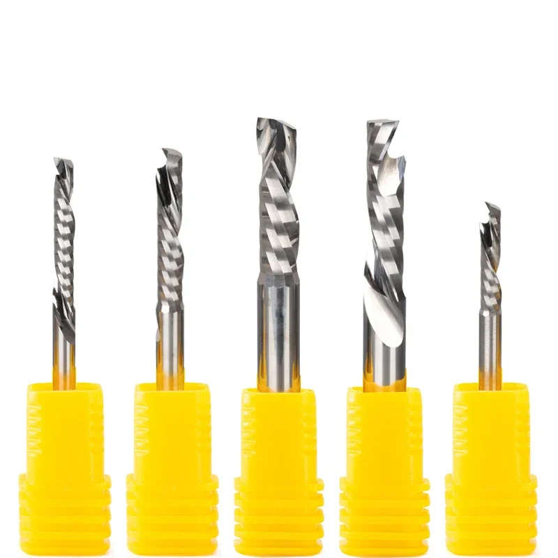 

1Pc 3.175/4/6mm 3A CNC UP &DOWN End Mill One Single Flute Spiral Cutter CNC Bit For MDF Carbide Milling Cutter Tools PVC Wood