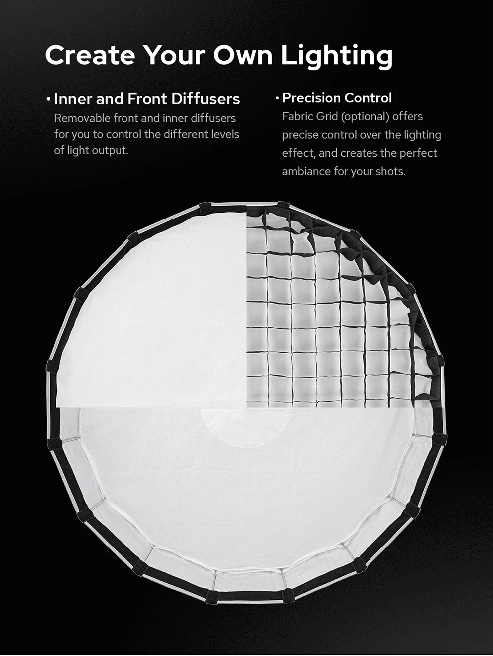 65CM/85CM/120CM Quick installation Umbrella style Silver Wide Angle Beauty Dish