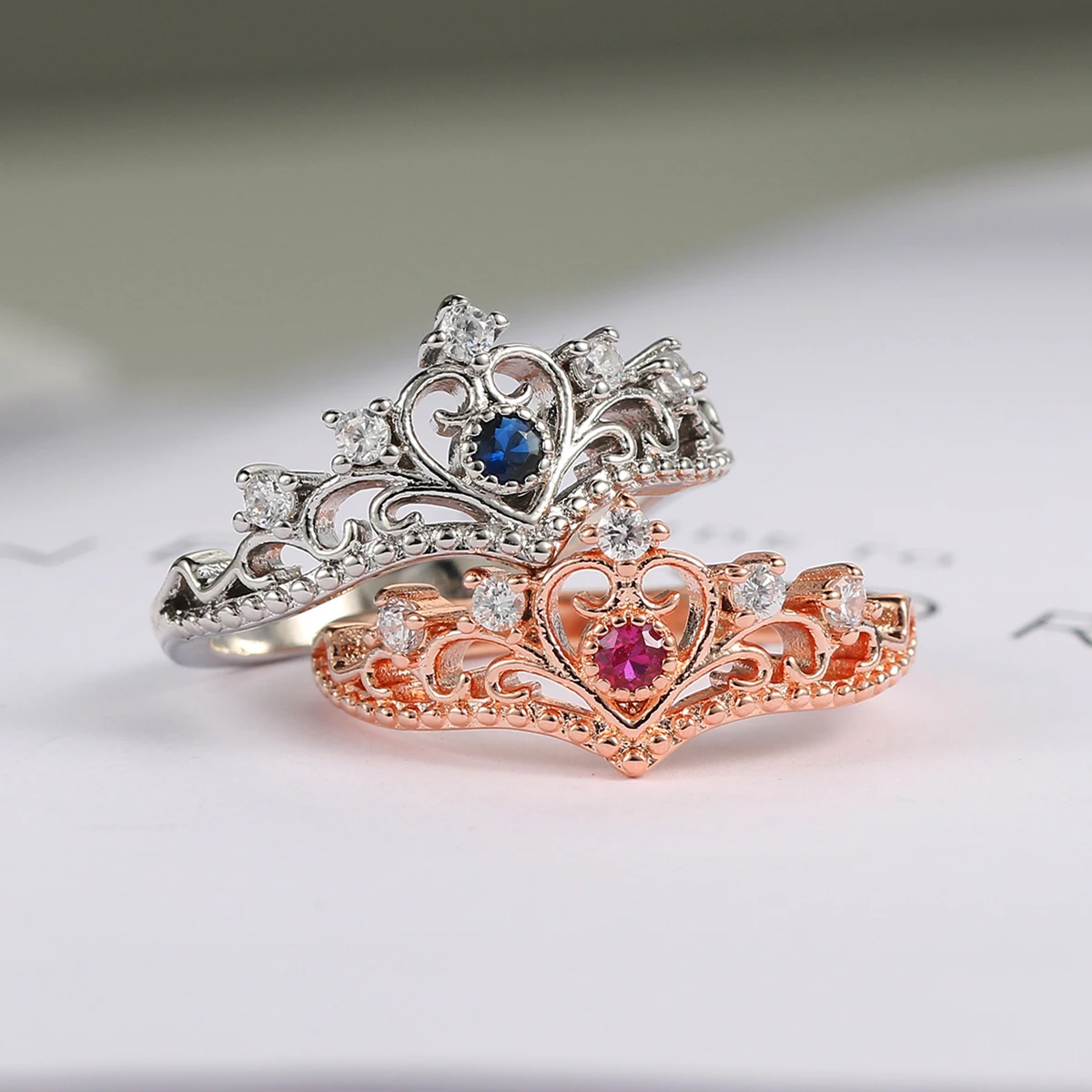 Prinzessinnenkrone, zierliche Ringe für Teenager, weibliche Frauen, luxuriöser Kristall-Moissanit-Vintage-Märchenring, Weihnachtsschmuck, KBR212 – Detail 4
