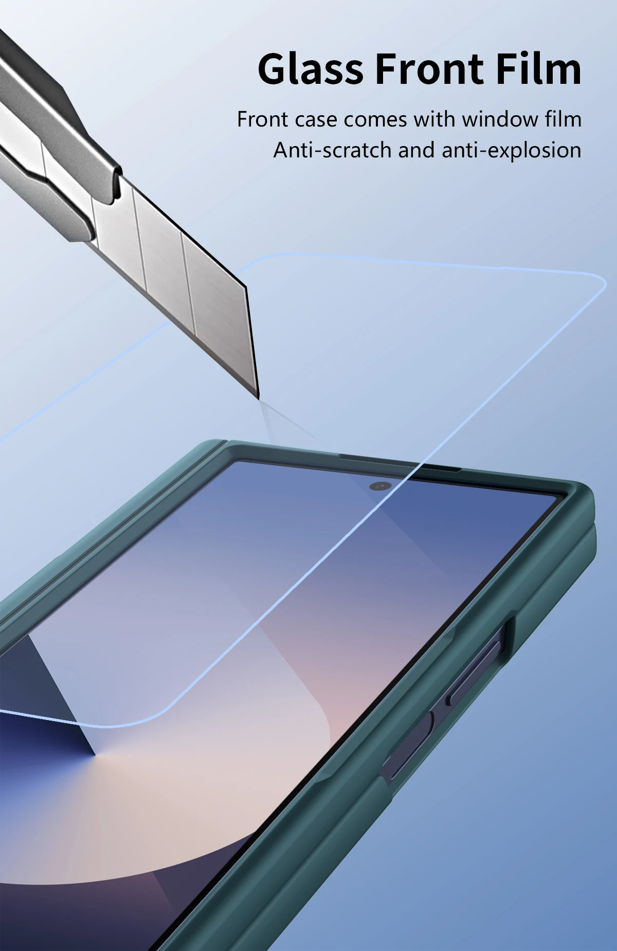 Macaron-stil frostat hårt PC-skal för Samsung Galaxy Z Fold 6 5 4 3 2 med glasskärmskydd med pekpenna_voghion.com