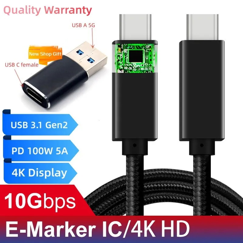 Cable USB C a USB C 3.2 Gen 2, cable de video USB-C de 6.6 pies de 20 Gbps  transferencia de datos de 100 W PD carga rápida Thunderbolt 4 compatible