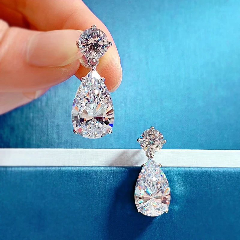 BXINY 19Carat Moissanite Water Drop Earrings - Certification