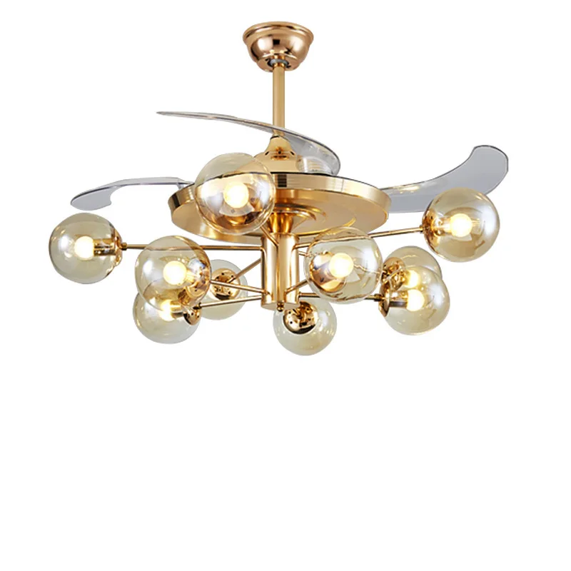 

42 inch Modern Invisible Fan lights Acrylic Leaf Led Ceiling Fans 36W Power Wireless remote control ceiling fan light