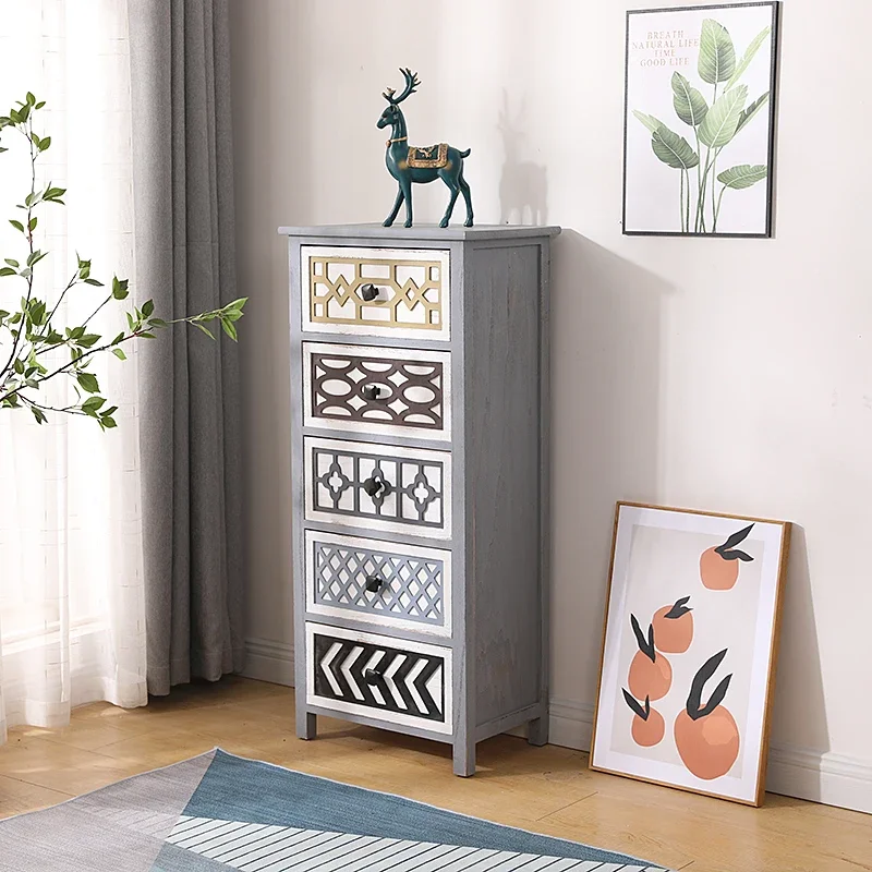 

Modern Bedside Table American Solid Wood Storage Cabinet Multilayer Drawer Night Stand Versatile Bedroom Furniture Hot Sale