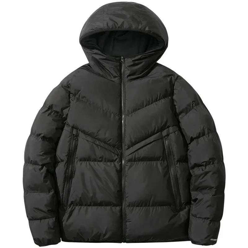 Thickened Cotton Jacket for Men Outdoor Autumn Winter Windproof Warm Hooded Jacket Loose Fashion Bread Style Men's Clothing