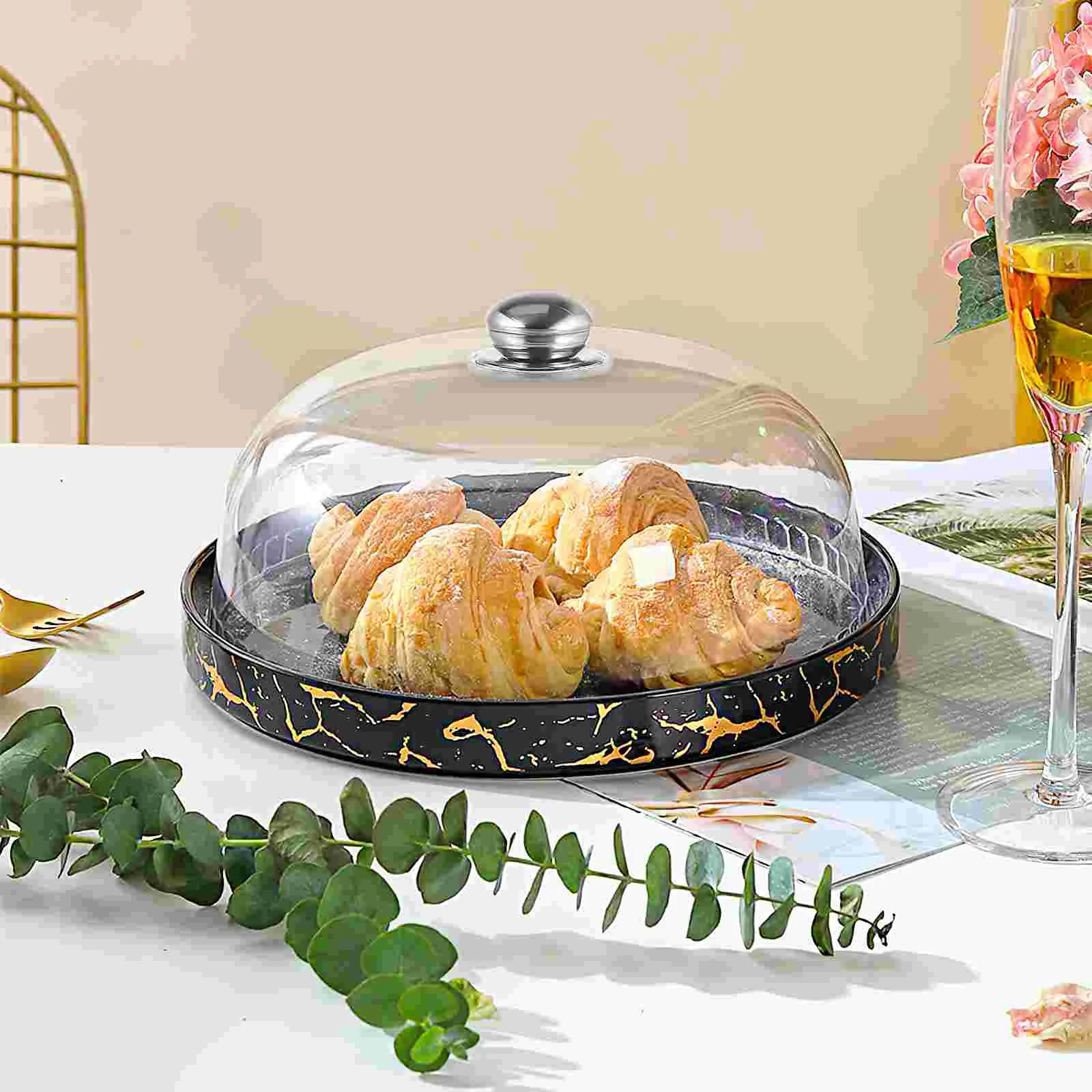 Plastic Transparent Cake Dome Food Cover Dust Proof Snack Protective Cover Kitchen Dining Bar Cookware Parts Food Storage silicone food cover