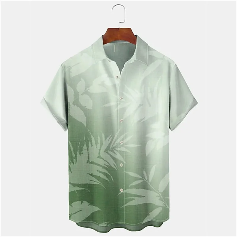 Hawaiian Tropical Plant Print Shirts Men's Vacation Beach Top Summer Loose Breathable Clothing Street Outdoor Short Sleeve 4