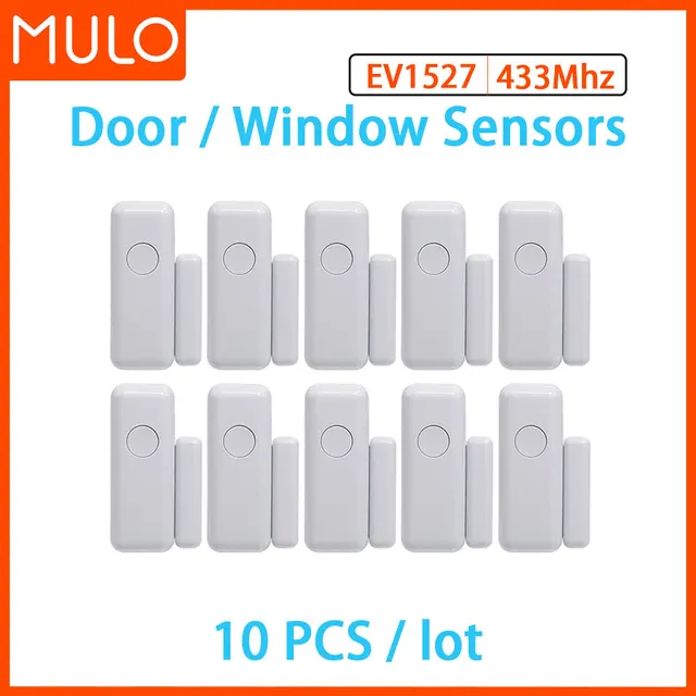 MULO Wireless Door & Window Sensors EV1527 Coding Mode RF 433MHz for Home Security Alarm System Home Burglar Alarm Kits PB-67R 1