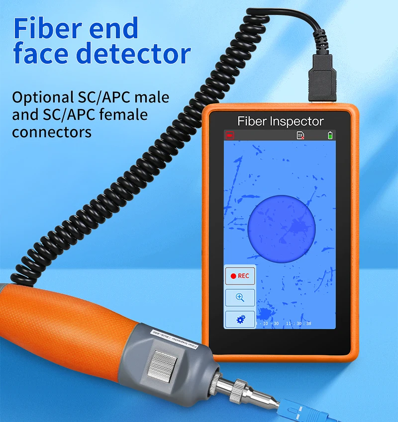 AUA-600 Fiber End Face Detector 400X Fiber Optic Microscope Video Probe SC FC ST