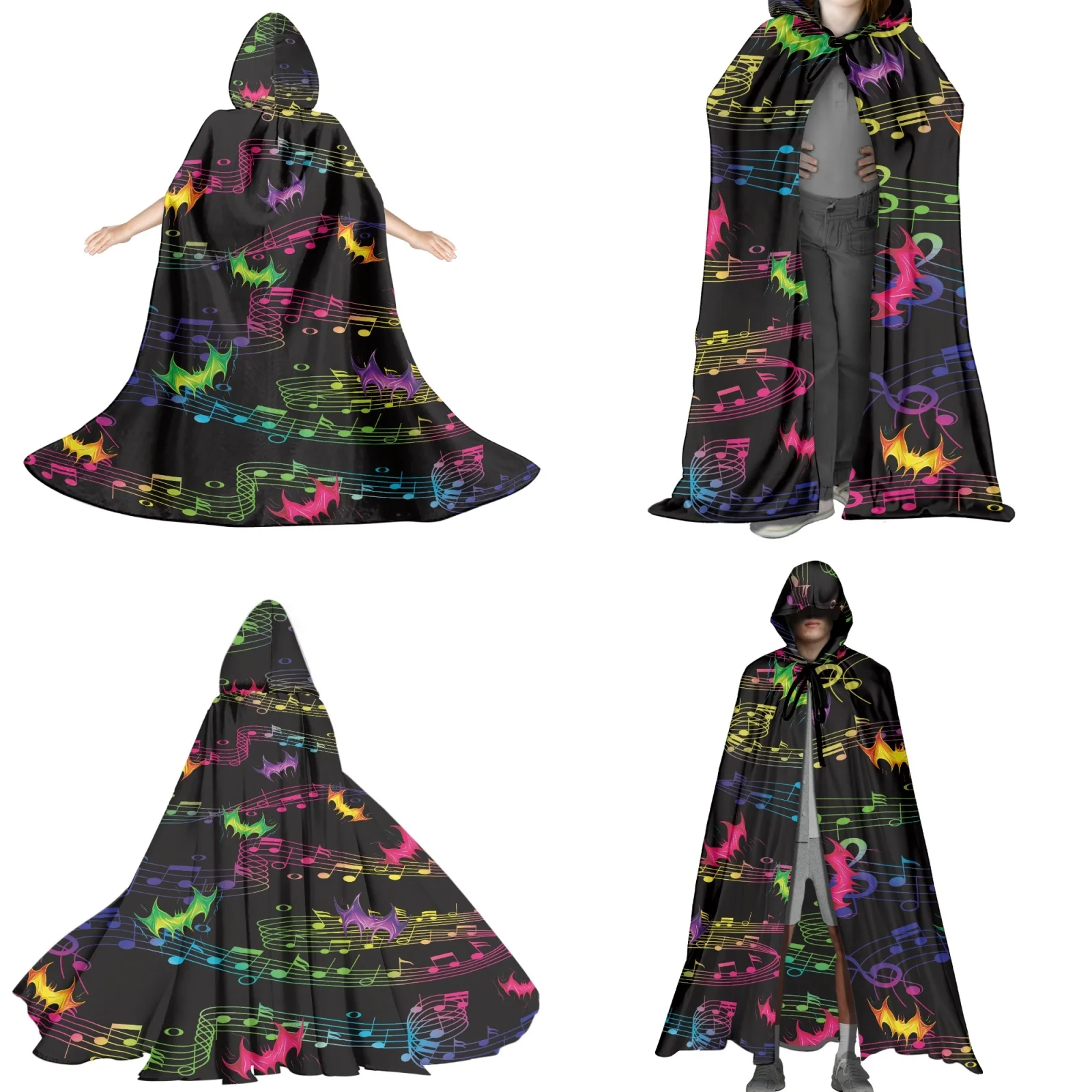 

Halloween Themed Colorful Bats, Art Prints Capes, Robe Cosplay, Witch Wizard, Hooded Vampire, Adult, Kids Devil's Prop, Costume