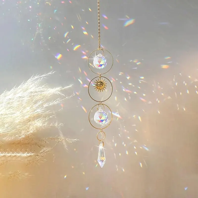 Golden Sun Crystal Charm - Handmade Sunshine Collection Hanging Decoration