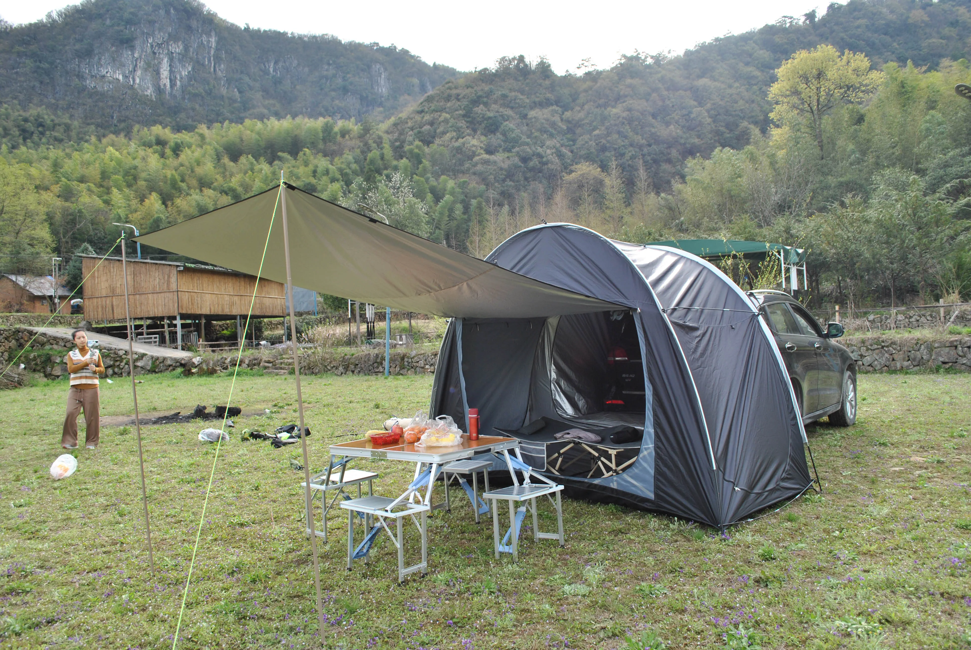 Outdoor SUV Car Rear Extension Tent Car Rear Tent Canopy Self-Driving Tour Wilderness Anti-Mosquito Sunshade Trunk