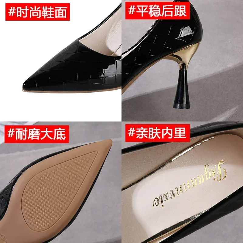 Shoes Woman 2024 Trend New Summer Red Heels Elegant Woman Black Heeled Pointed Toe Pumps Dress Leather White Ladies Shoe - Image 6