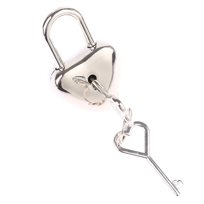 1Set Alloy Heart Shape Padlock Mini Luggage Hardware Locks Key Lock Travel Wedding Jewelry Box Diary Book Suitcase mini padlock travel padlock luggage padlock love heart lock