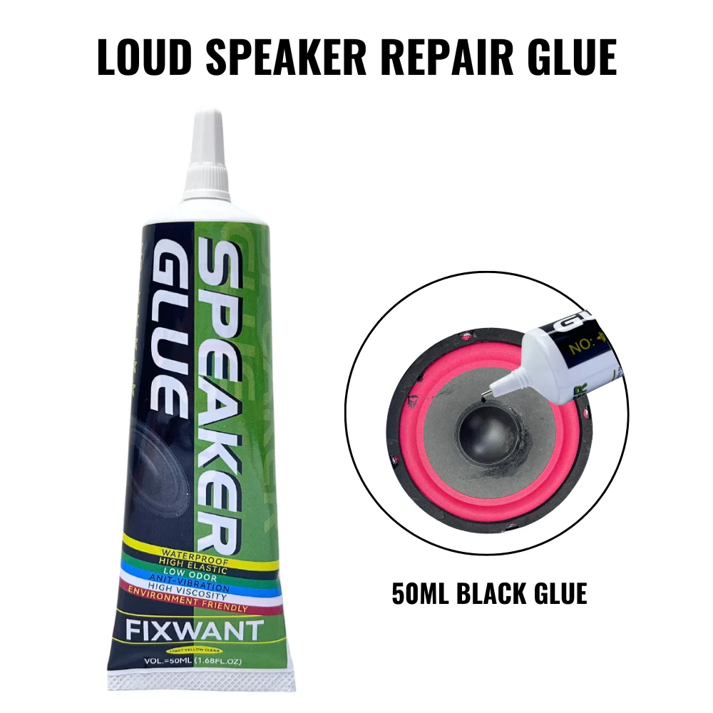 FIXWANT Loud Speaker Repair Glue Foam Side Dust Cap Rubber Edge Cone Basin Strong Adhesive 15/25/50ML Black / Yellow 2
