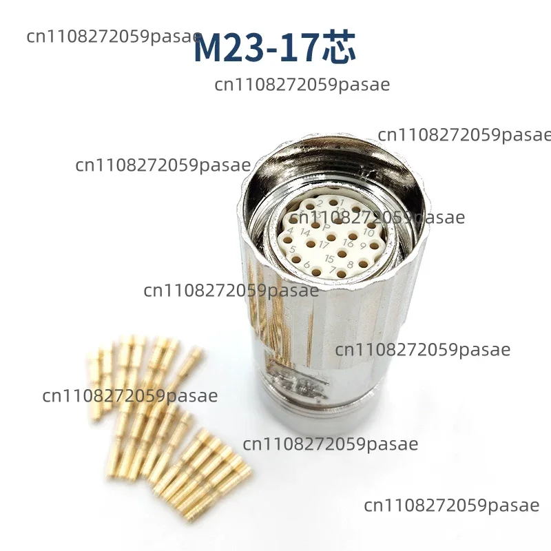 표준 M23 M623 직선형 내부/외부 나사산 17핀 플러그 또는 암수 커넥터 단일형